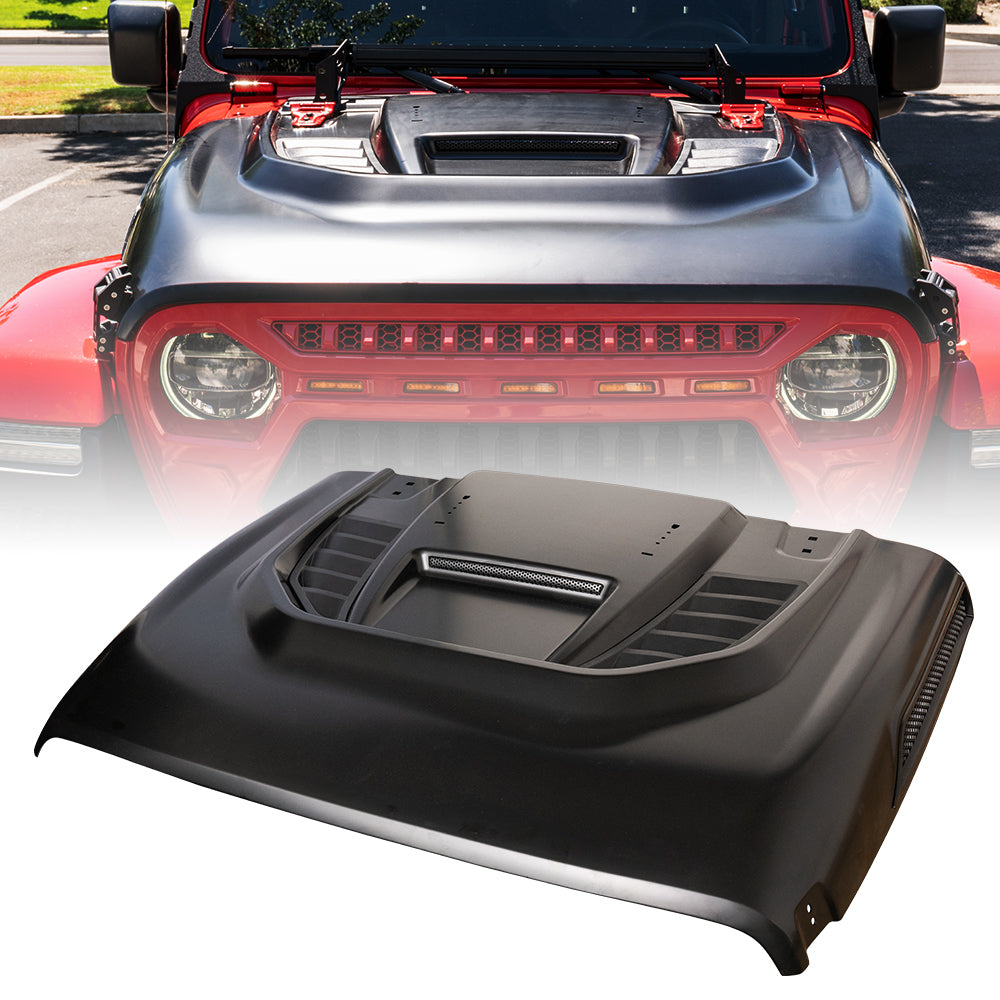 Jeep Hood with Functional Air Vents for Wrangler JL Gladiator JT Red  Rock Series